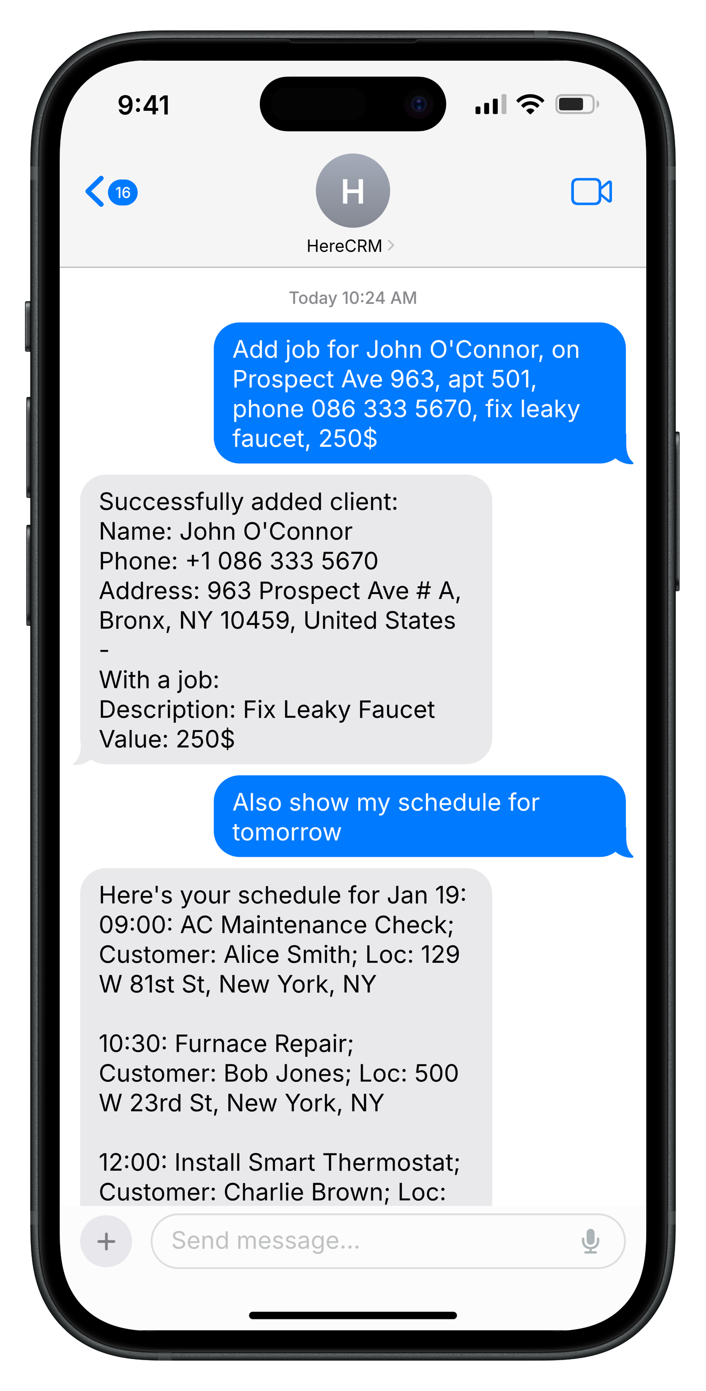 HereCRM Chat Interface